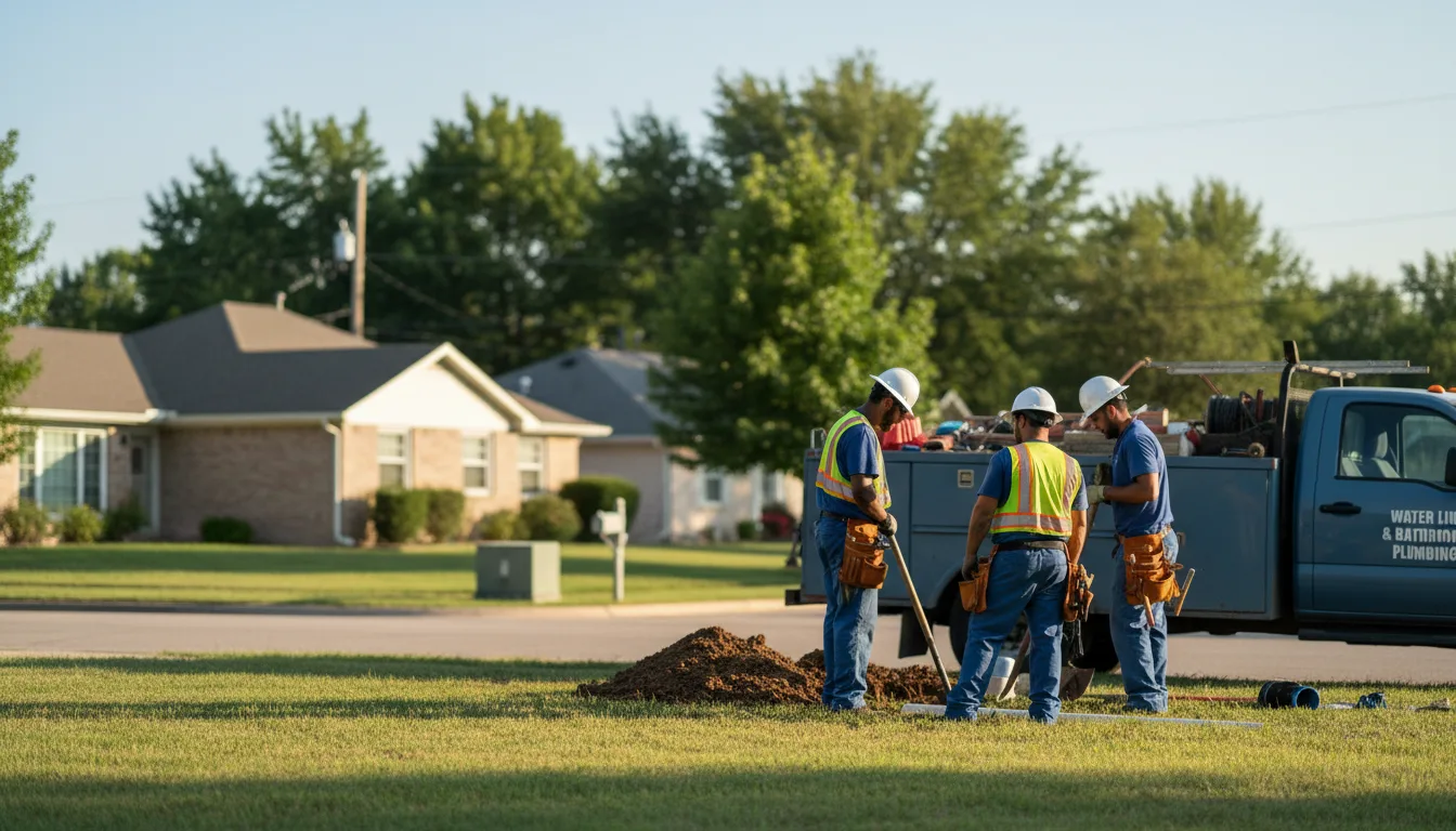 Residential water line and bathroom plumbing service in Wickett, TX